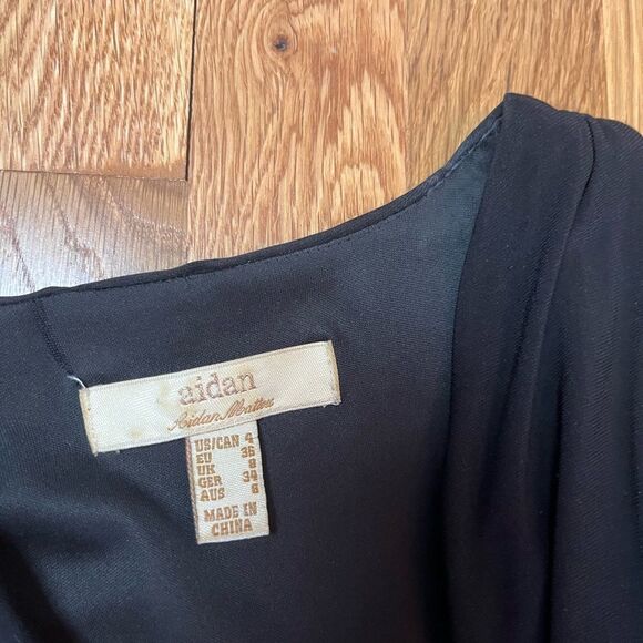 Aidan by Aidan Mattox Black Evening Column Gown Dress Sequins Front Slit Size 4 - Picture 2 of 5